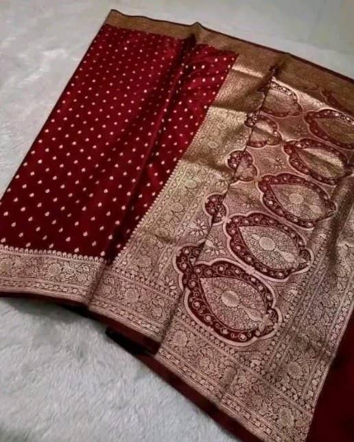 কাতান শাড়ি — পেইসলি আঁচল, মেরুন
